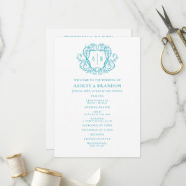 Programa de Casamento com Monograma e Crista Turqu