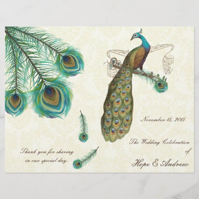 Programa de Casamento com Penas de Pavão em Damasc (Frente)