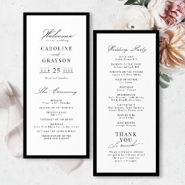 Programa de Casamento com Tipografia de Letra Simp