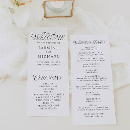 Programa de Casamento com Tipografia Preta Moderna
