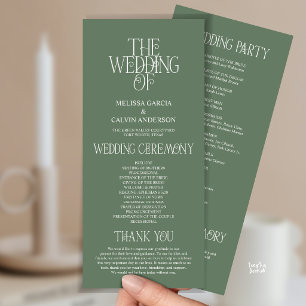 Programa de Casamento com Tipografia Verde Sábio E