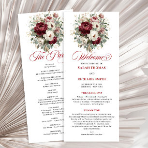 Programa de Casamento com Vegetação Burgundy Blush