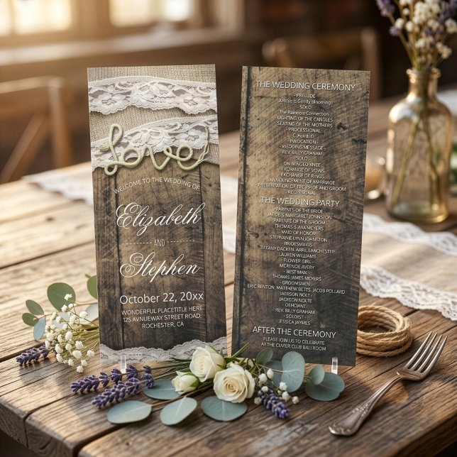 Programa de Casamento Corda de Amor em Madeira Rús (Criador carregado)