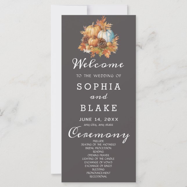 Programa de Casamento Country Pumpkins Fall Wolf G (Frente)