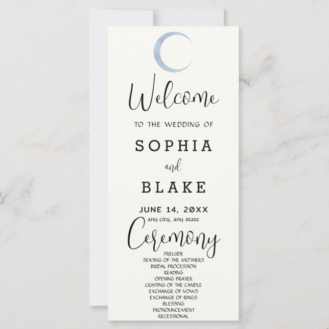 Programa de Casamento Creme Branco Lua Crescente A (Frente)