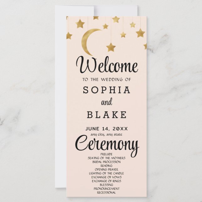 Programa de Casamento Creme Lua Crescente Estrelas (Frente)