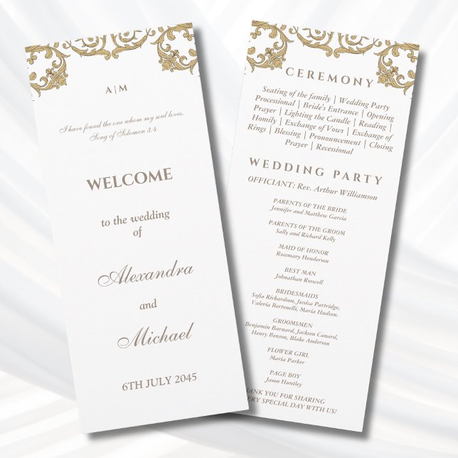 Programa de Casamento Cristão Barroco Vintage Orna (Criador carregado)