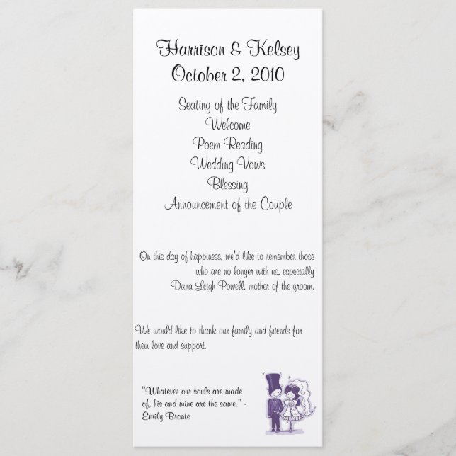 Programa de Casamento Cursivo Retroativo (Frente)