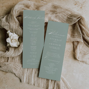 Programa de Casamento da Caligrafia Branca Verde
