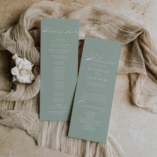 Programa de Casamento da Caligrafia Branca Verde (Criador carregado)