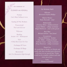 Programa de Casamento da Flor do eterno