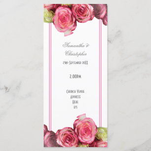 Programa de casamento da igreja de rosa da frontei