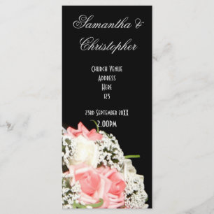 Programa de casamento da igreja de rosa-preto e br