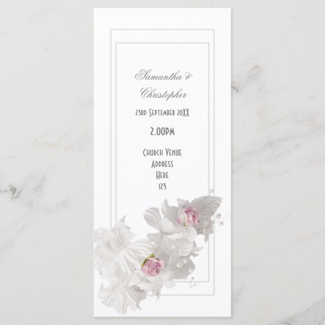 Programa de casamento da igreja do buquê de flor b (Frente)