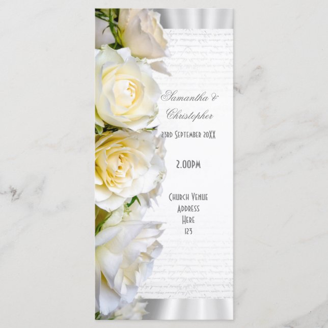 Programa de casamento da igreja floral de rosa bra (Frente)