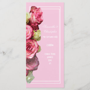 programa de casamento da igreja rosa-rosa