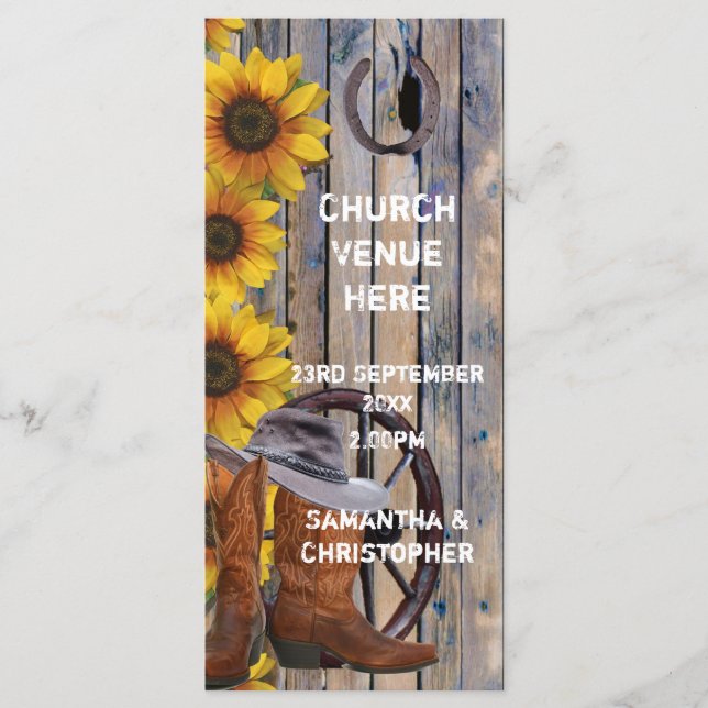 Programa de casamento da igreja russa do cowboy oc (Frente)