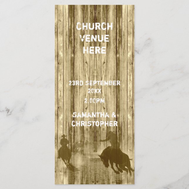 Programa de casamento da igreja temática do cowboy (Frente)
