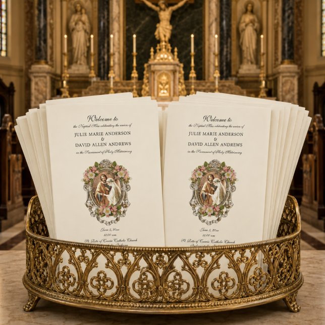 Programa de Casamento da Missa Latina Católica Ele (Criador carregado)