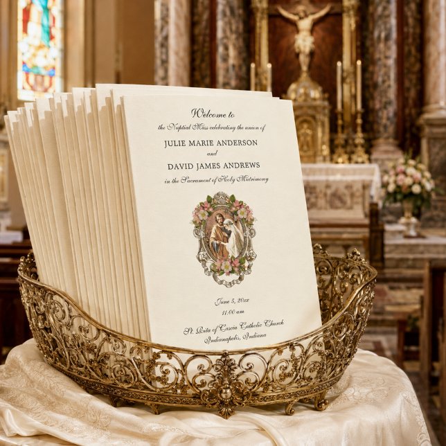 Programa de Casamento da Missa Latina Católica Ele (Criador carregado)