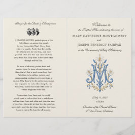 Programa de Casamento da Missa Latina com Monogram