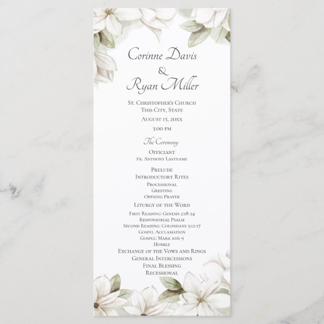 Programa de Casamento da primavera da Magnolia Blo (Frente)