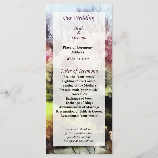 Programa de Casamento da Primavera Japonesa (Frente)