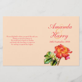 Programa de casamento da rosa de chá amarelo-laran