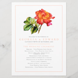 Programa de casamento da rosa de faixa vermelha al