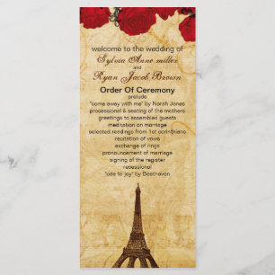 programa de casamento da Torre Eiffel de Vintage v