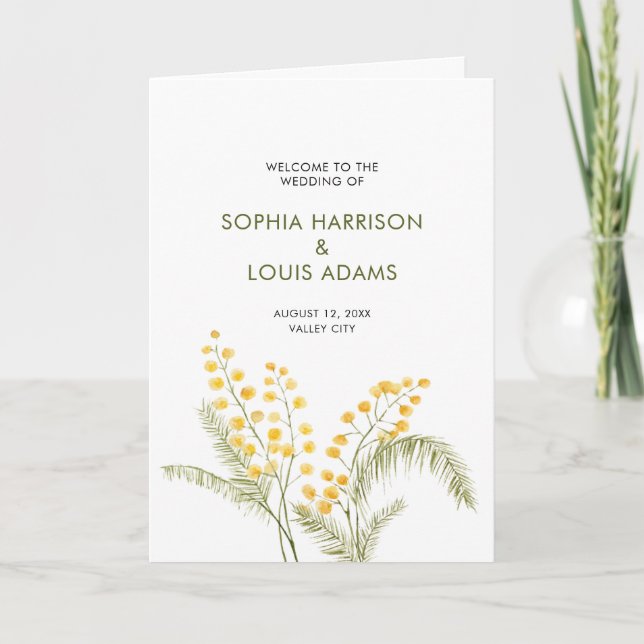 Programa de casamento das flores de aquarela da Mi (Frente)