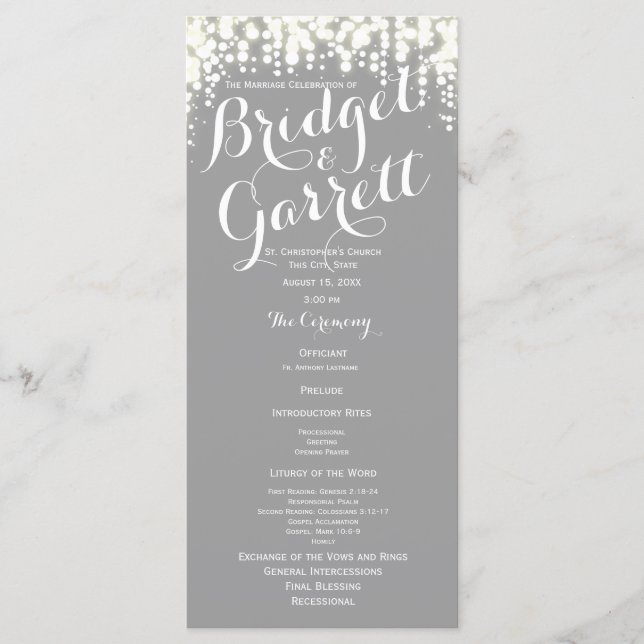 Programa de Casamento das Luzes das cinzas (Frente)