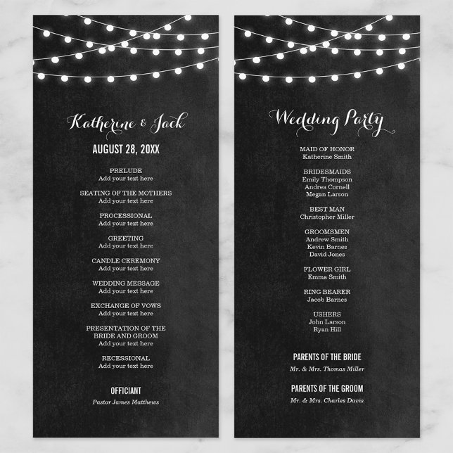 Programa de Casamento das Luzes das Cordas de Carv (Criador carregado)