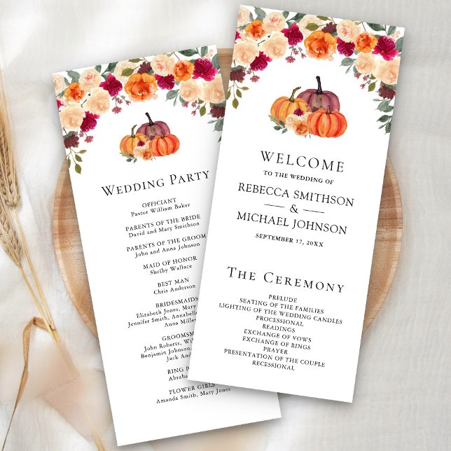Programa de Casamento de Abóbora Floral Laranja Qu (Criador carregado)