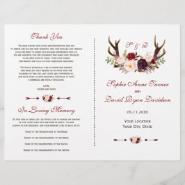 Programa de Casamento de Antílope Floral Borgonha 