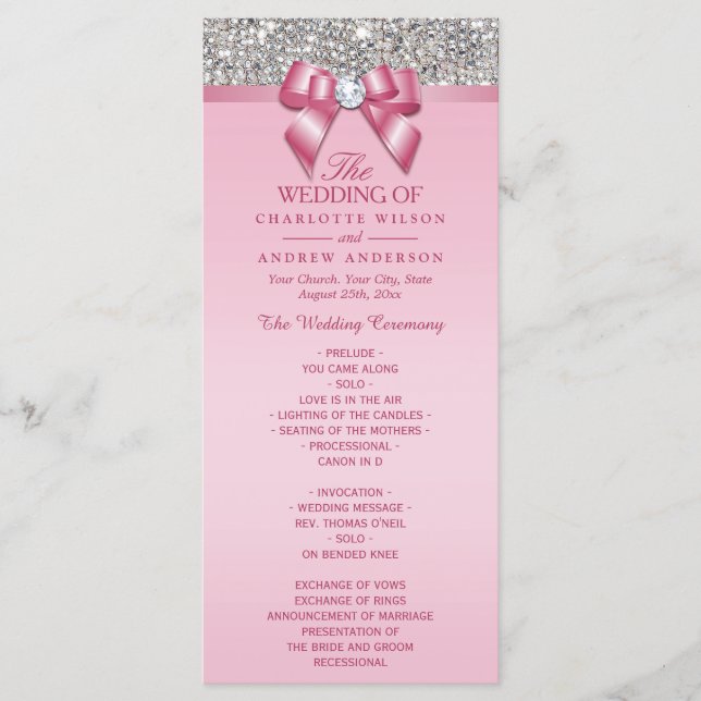 Programa de Casamento de Arcos Diamond Sequin Sequ (Frente)