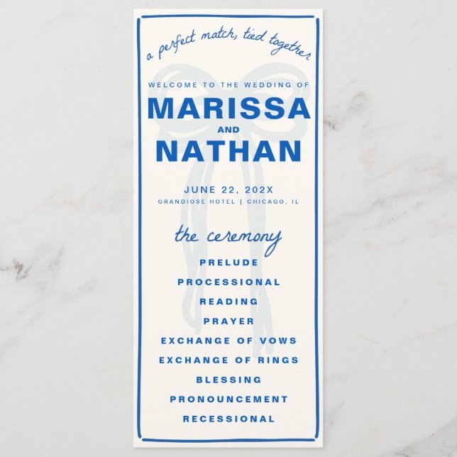 Programa de Casamento de Arcos Retirado Azul (Frente)