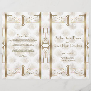 Programa de Casamento de Arte Deco do Excelente Do
