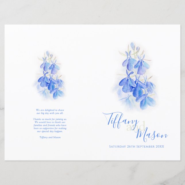 Programa de Casamento de Arte Verde-Branco Lobelia (Frente)
