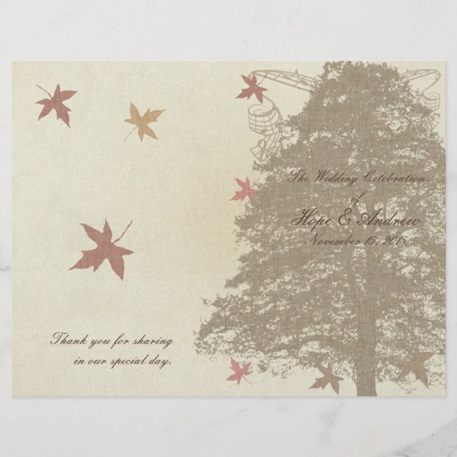 Programa de Casamento de Árvores de Brown Oak (Frente)