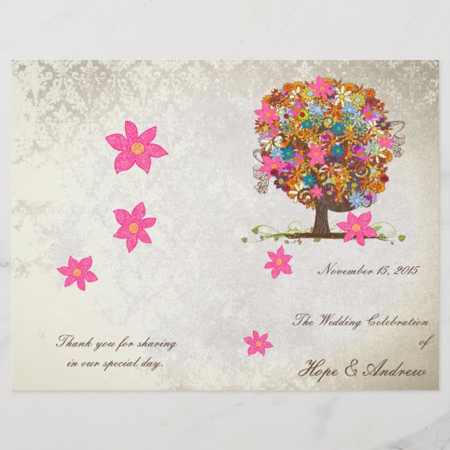 Programa de Casamento de Árvores Flores (Frente)