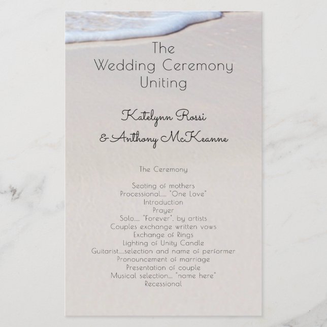 Programa de Casamento de Baratos Personalizados da (Frente)