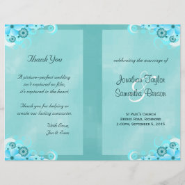 Programa de Casamento de Bi-Fold Teal Floral Azul-