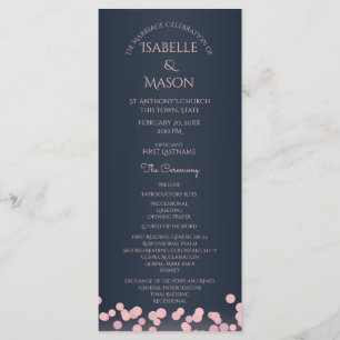 Programa de Casamento de Bokeh Azul e Rosa com Mar