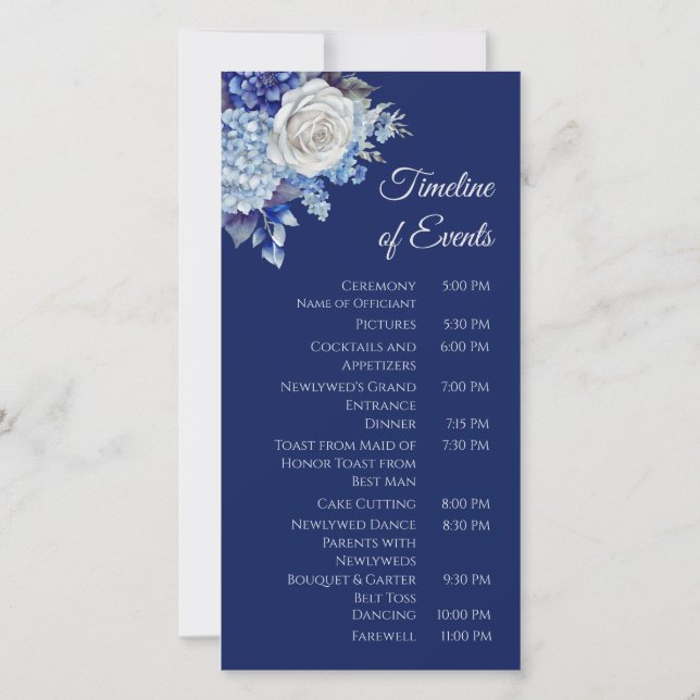Programa de Casamento de Buquê de Flor Azul-Aquare (Verso)