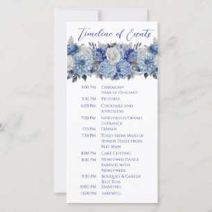 Programa de Casamento de Buquê de Flor Azul-Aquare