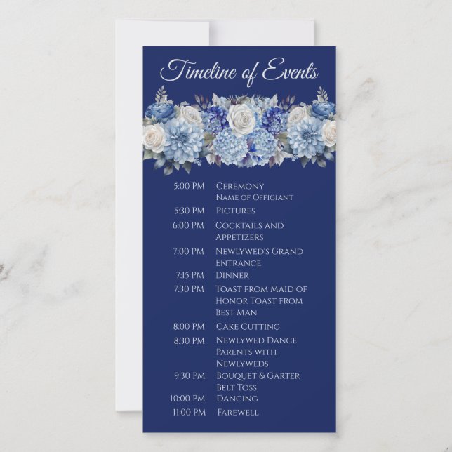 Programa de Casamento de Buquê de Flor Azul-Aquare (Verso)