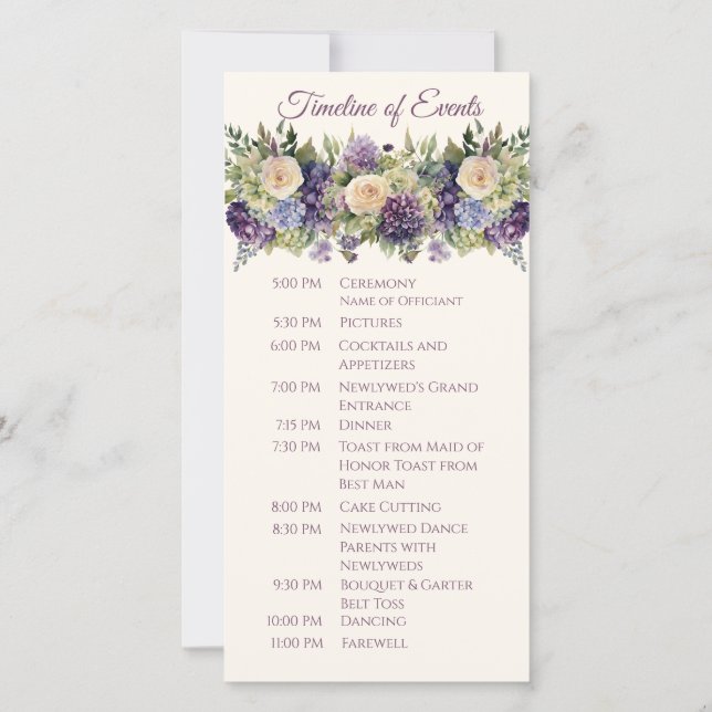 Programa De Casamento De Buquês De Flor Roxo Por A (Verso)