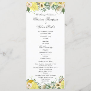 Programa de Casamento de Buquês Floral Amarelo
