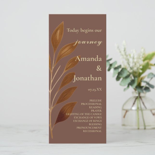 Programa de Casamento de Café Castanho e Folha Dou (Em pé/Frente)